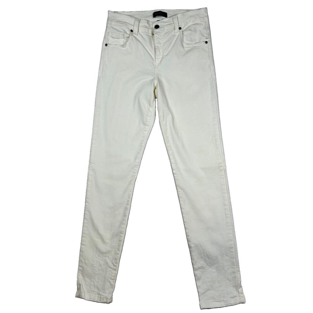 Karen Kane Women’s Size 6 White Ivory Straight Leg Stretch Jeans Cotton Blend